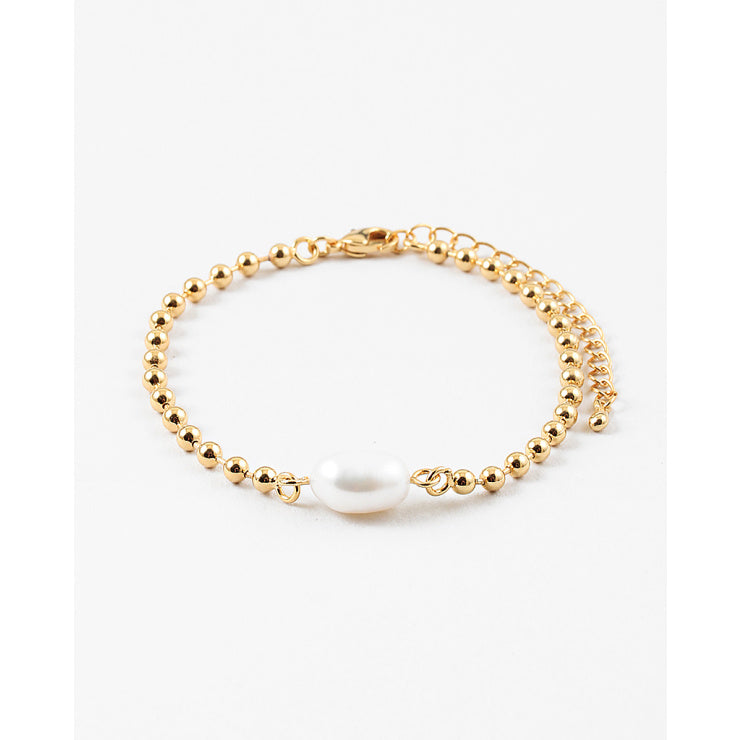 Pearl gold beaded bracelet